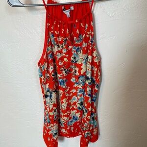 New York & Company Red Floral Camisole